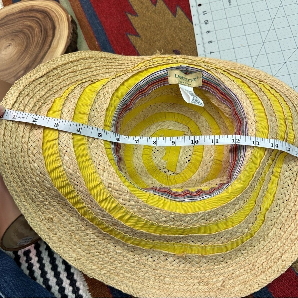 Bettina Italy vintage inspired tan & yellow straw floppy hat in VGUC - Picture 13 of 15
